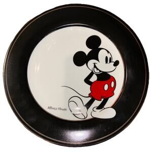 Mickey Mouse Dinner Plate Black & Gold Rim Classic Signature Disney NEW